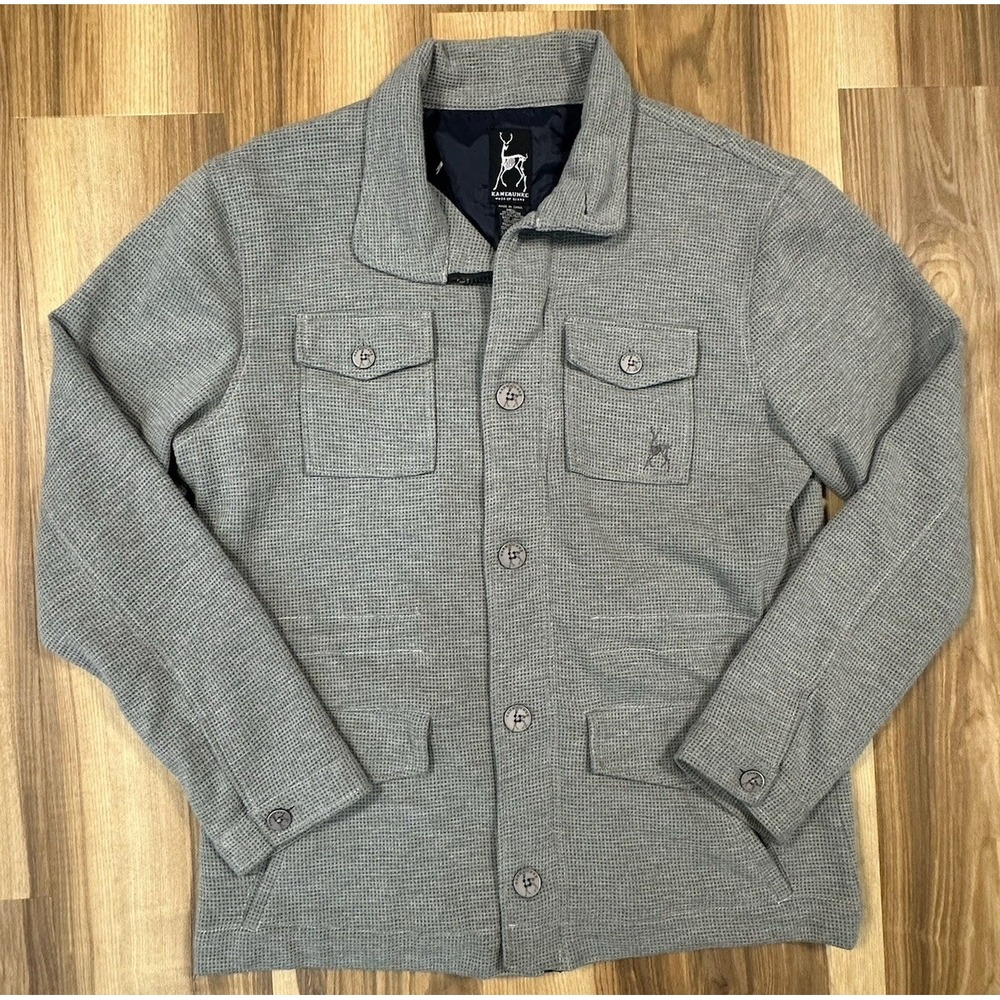 Kane & Unke Jacket Men's Sz XL Gray Military Utility Modern‎ Blazer Button Logo